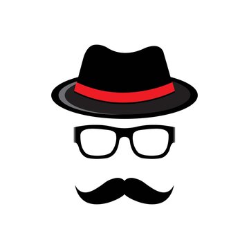 Mustache, hat and Glasses vector icon.