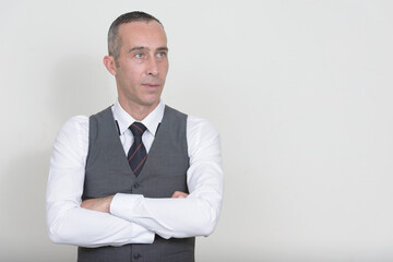 Portrait of mature handsome businessman with waistcoat