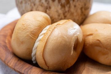 Italian semi hard handmade smoked scamorza and caciocavallo matured in caves cheeses made from cow milk from Apulia or Calabria regions