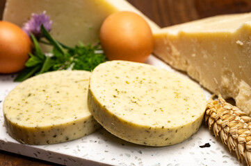 Yellow cheese based vegetarian burgers, meat free healthy food