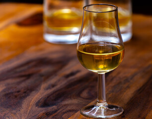 Scotch single malt or blended whisky tasting on distillery in Scotland, UK