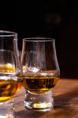 Scotch single malt or blended whisky tasting on distillery in Scotland, UK