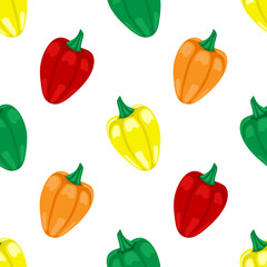 Seamless pattern with peppers on a white background.