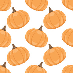 Seamless pattern with pumpkins on a white background.