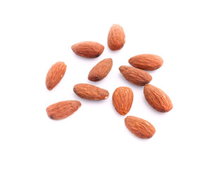 group of almonds isolated on white