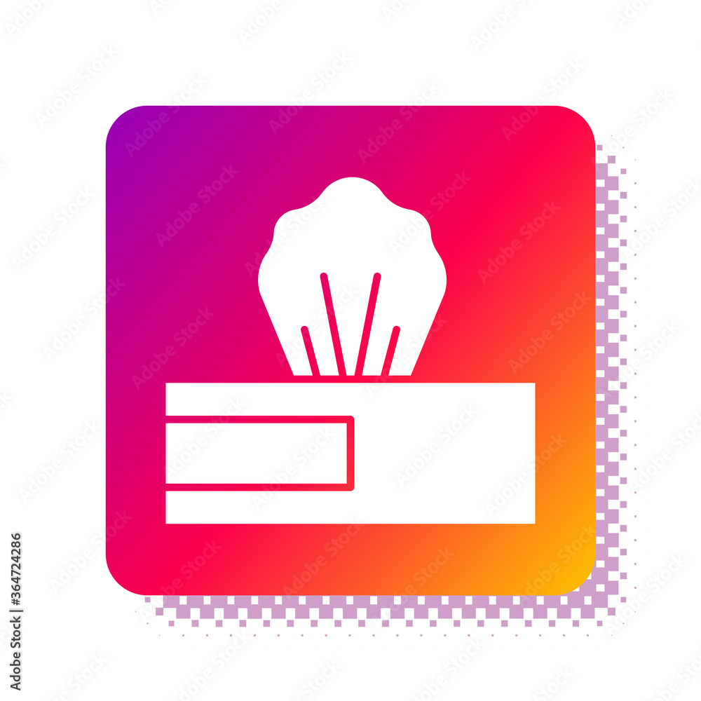 Poster white wet wipe pack icon isolated on white background. square color button. vector..