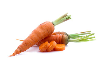 fresh carrots isolated on white background