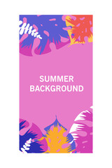 Background, social media storie design templates with space for text - summer landscape. Summer vector illustration - vacation concept for banner, greeting card, poster and advertising ets.