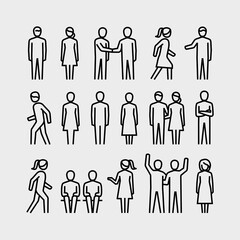 People Vector Line Icons Set
