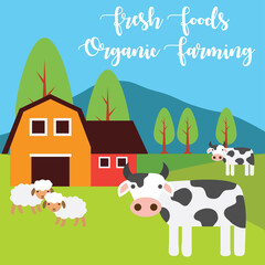 Obraz na płótnie Canvas farm fresh organic foods. organic concept. vector illustration