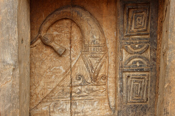 Ancient Celtic god symbol. Drawn on wood.