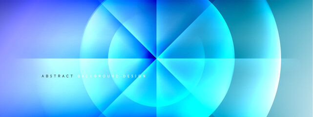 Vector abstract background - circle and cross on fluid gradient with shadows and light effects. Techno or business shiny design templates for text