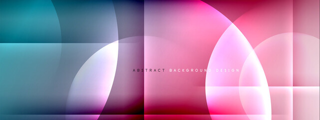 Vector abstract background - circle and cross on fluid gradient with shadows and light effects. Techno or business shiny design templates for text