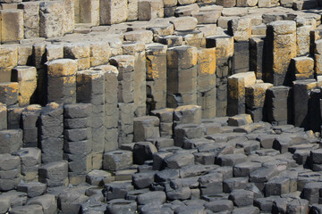 Hexagon basalt columns at the Giant's Causeway, Northern Ireland.