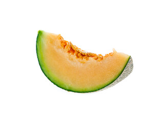 cantaloupe melon slices isolated on white background