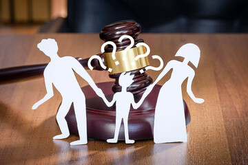 Constitutional Court Decision Divorce and Children. Question mark in a court decision. Family...