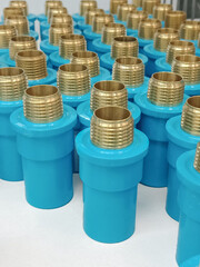 Group of Blue PVC, Straight joint, external thread