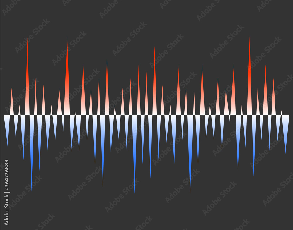 Poster abstract colorful pulse wave lines equalizer. cold and warm soundwave. digital audio concept of musi