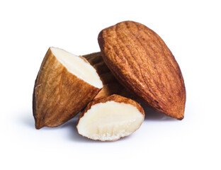 clipping path almonds isolated on white background
