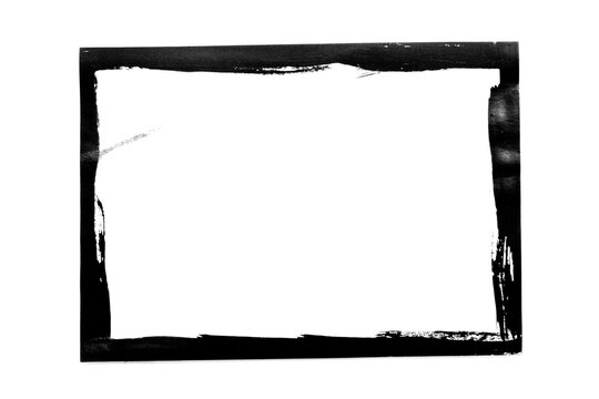 Black grunge frame isolated on white background.