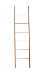 Modern wooden ladder isolated on white. Construction tool