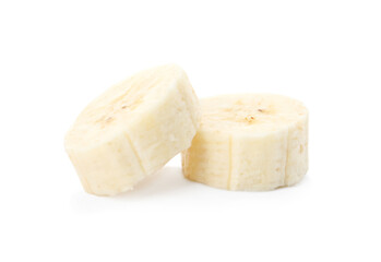 Pieces of tasty ripe banana isolated on white