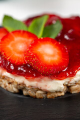 rice cakes with strawberries close up macro shot