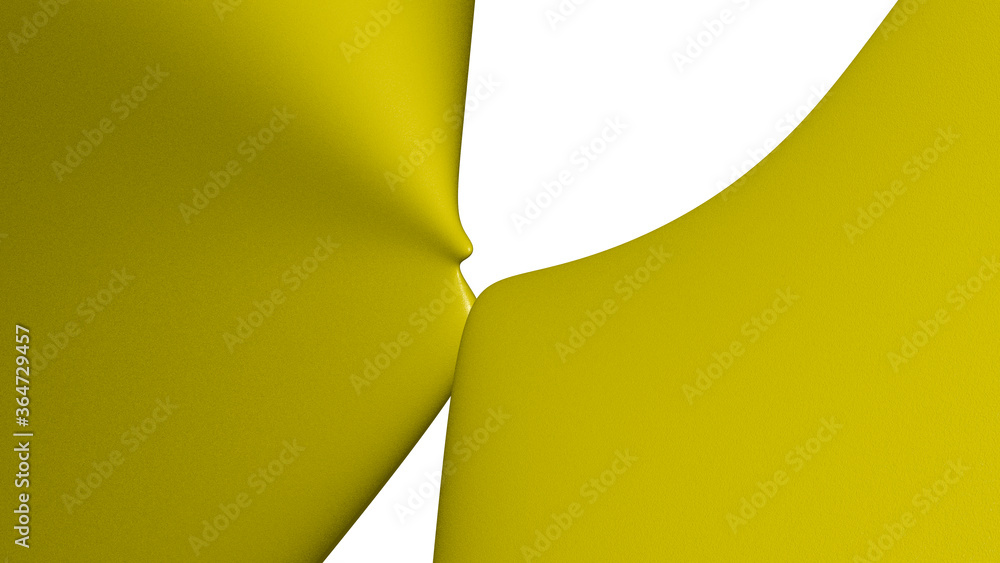 Poster chaotic 3d abstract background of curved geometrical patterns of gold color with lighting and shadow