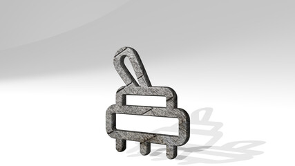 electronics switch casting shadow from a perspective. A thick sculpture made of metallic materials of 3D rendering. illustration and computer