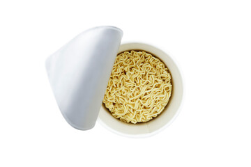 instant noodles cup on white background
