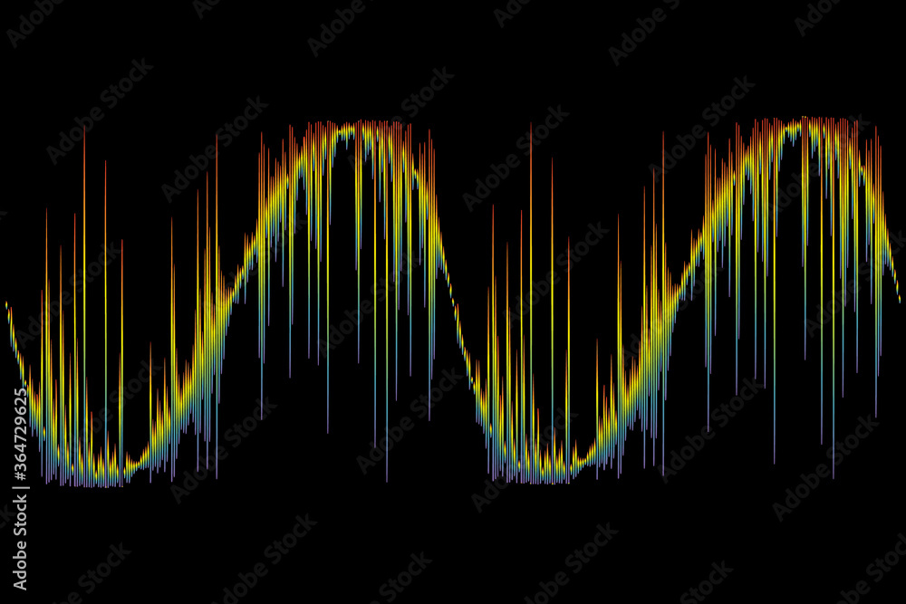 Aufkleber wave annual report on black background. 3d rainbow pulse music player logo. dynamic fluid design sym