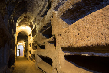 Fototapeta na wymiar St. Callixtus Catacombs In Rome, Italy
