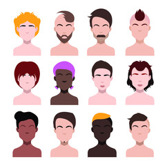 Woman , man hair, vector hairstyle
in puppet