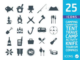 Camping icons ( Set of 25 Quality REMASTERED icons )
