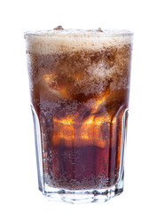 coca cola in glass isolaed on white background