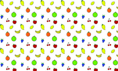 Pattern Fruits on white background. Vector illustration