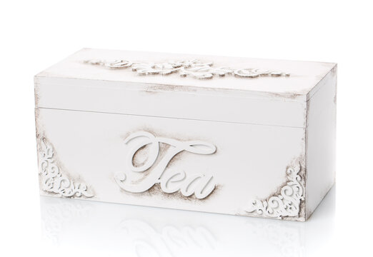 Wooden tea box on a white background.
