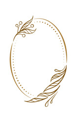 Vector vertical oval dotted frame with floral decoration