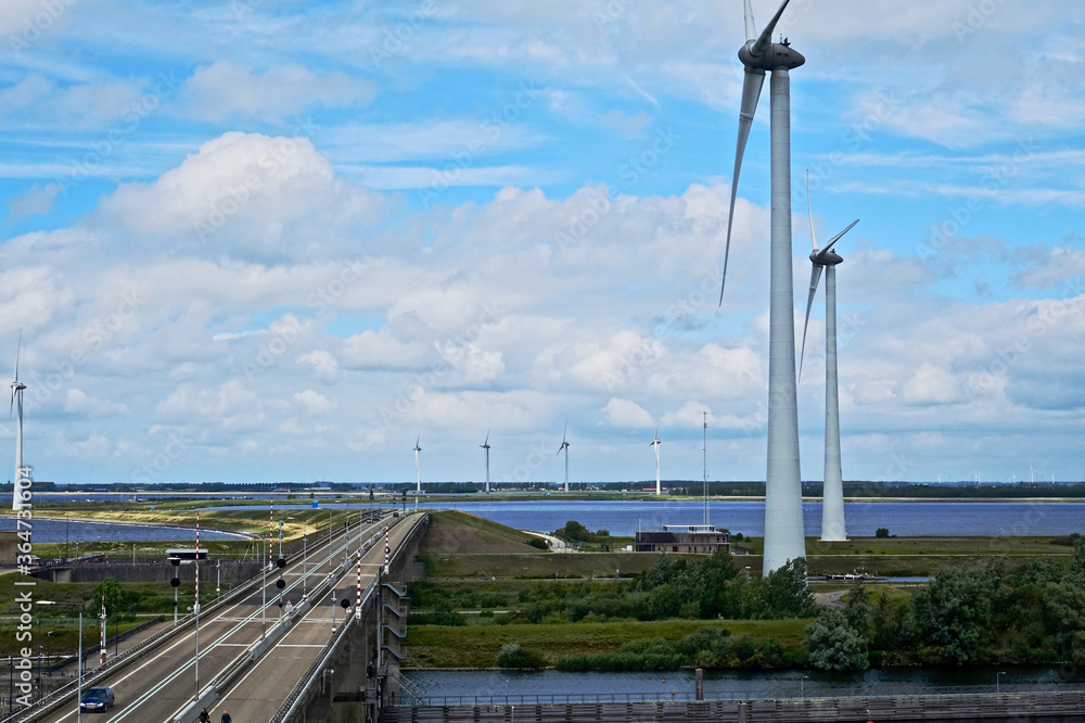 Wall mural netherlands. zeeland. the windturbines on the grevelingendam.