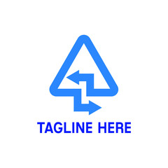 Triangle arrow logo. Left and right arrow icon. Stock illustration