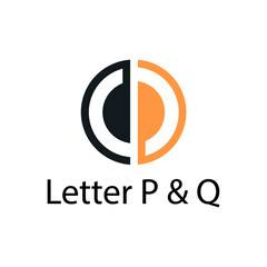 Fototapeta premium Letter p and q vector logo with circle shape. Stock illustration