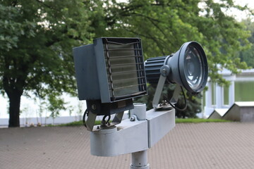 huge street lamps in city park