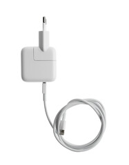 USB charger isolated on white, top view. Modern technology