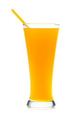 Orange juice glass, isolated on white background
