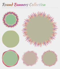 Collection of round shapes. Circular backgrounds in accent colors. Creative vector illustration.