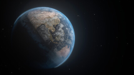 4K Planet Earth on Left Science Realistic Render
