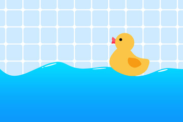 アヒルのフレーム　長方形　水に浮かぶ　タイル