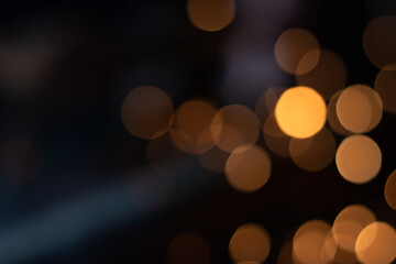 Gold abstract bokeh background, Festive xmas abstract background with bokeh defocused lights and stars