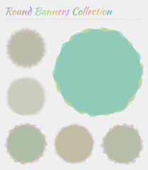 Round logos collection. Circular backgrounds in pastel colors. Stylish vector illustration.