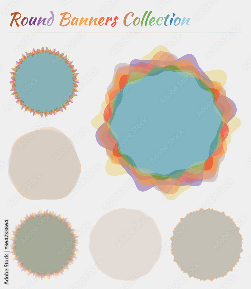 Poster round labels. circular backgrounds in multicolored colors. appealing vector illustration.